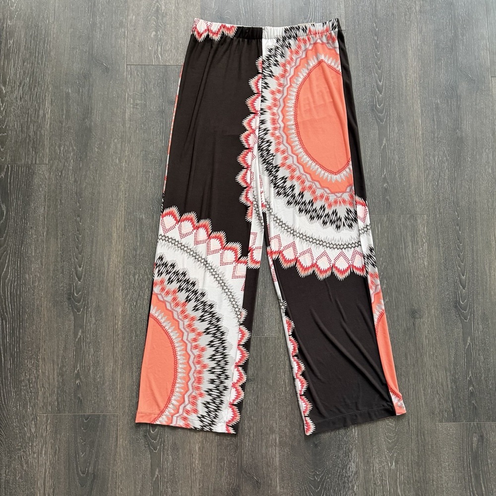 Chicos NWT Palazzo Pants Size 1 US Medium 8 Wide Leg Brown Boho Resortwear